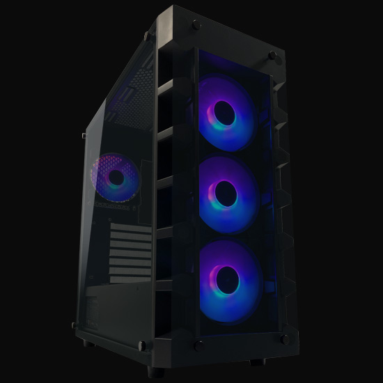 LC-Power LC-709B-ON Solar System X – Schwarzes ATX Gaming Gehäuse mit ARGB Lüfter