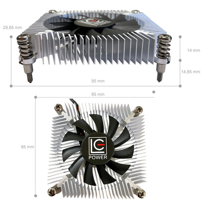 LC-Power LC-CC-65 CPU-Kühler – Ultra-kompakter Low-Profile Top-Blower (75W TDP, Intel LGA 1200 / 115x, PWM)