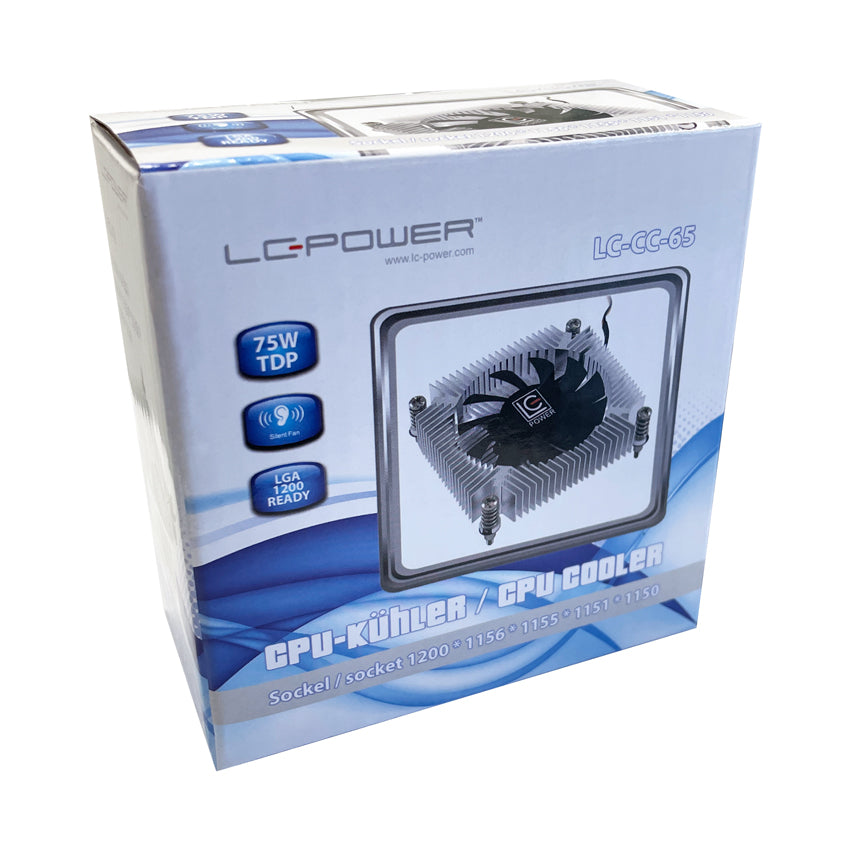 LC-Power LC-CC-65 CPU-Kühler – Ultra-kompakter Low-Profile Top-Blower (75W TDP, Intel LGA 1200 / 115x, PWM)