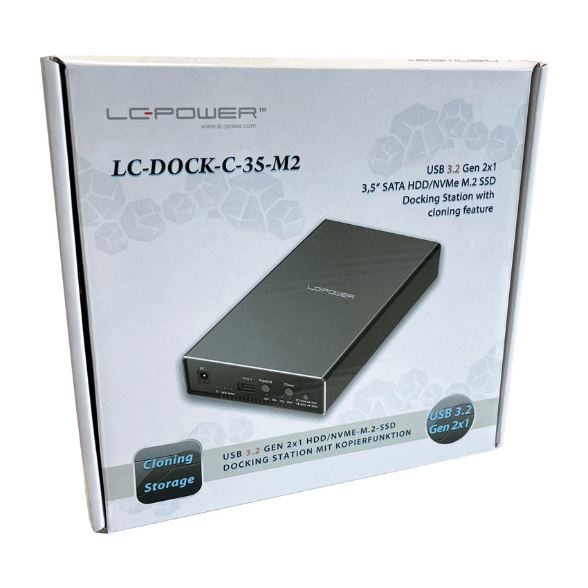 LC-Power LC-DOCK-C-35-M2 – USB-C docking station for 3.5" SATA HDD & NVMe M.2 SSD