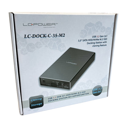 LC-Power LC-DOCK-C-35-M2 – USB-C docking station for 3.5" SATA HDD & NVMe M.2 SSD