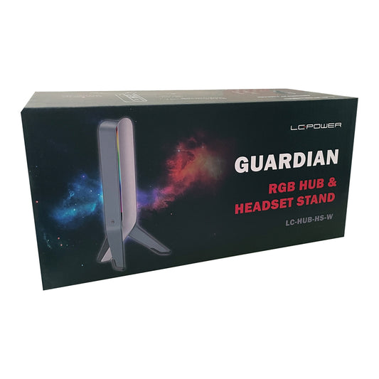 LC-Power LC-HUB-HS-W Guardian – RGB Headphone Stand & USB Hub White