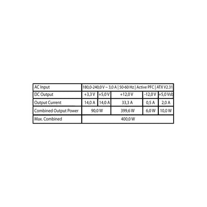 LC-Power LC420H-12 V2.31  - Office-Serie - 400 Watt und 120mm-Lüfter